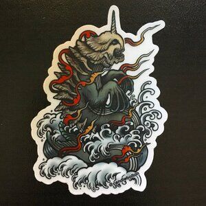 5/$25 Retro Tattoo-Style Bake-Kujira Matte Sticker